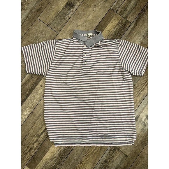 Peter Millar Men's Polo Shirt XL Gray Blue Pink/Red Stripes - Picture 1 of 5